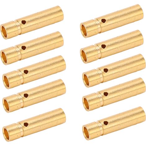 Lot de 10 fiches bananes en cuivre plaqué or 12.031, connecteurs métalliques 3,0 mm mâles et femelles pour insertion anale. (1/5)