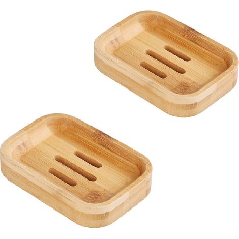 2 Stück natürliche Bambus-Seifenhalter aus Holz, Seifenbox für Badezimmer, Dusche, Seifenhalter, Bastelarbeiten für Seife, Schwämme und mehr
