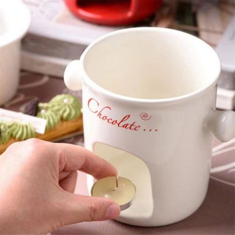 1 Tasse à fondue, Céramique, Chauffage bougie, Micro-ondes, Lave-vaisselle, Chocolat, Fromage, Fêtes (1/5)