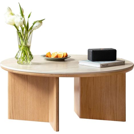 Table Basse Ronde Ø80 x H35 cm Chêne Massif (1/5)