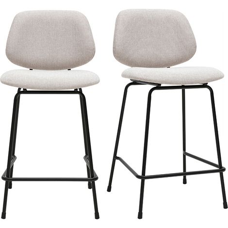 Sgabelli da bar in tessuto effetto velluto beige testurizzato e metallo H66.5 cm BARNET (set di 2)