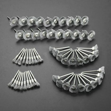 Set di spazzole metalliche da 3 mm (60 pezzi), ruote in filo d'acciaio, set di pennelli a penna, accessori per utensili rotanti -Crezuo