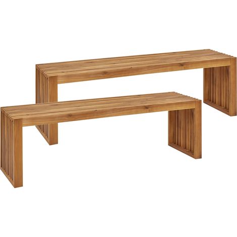 Gartenbänke 2er Set SULZANO 150 cm Akazienholz Braun