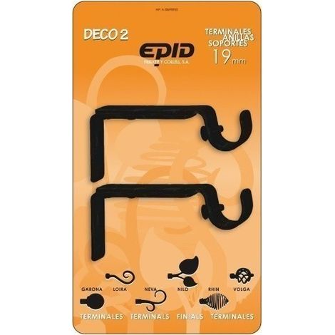 Soporte barra cortina EPID 19 mm extensible 2 unidades negro