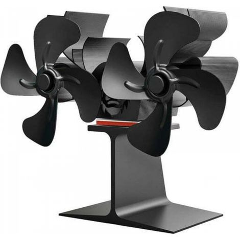 Ventilateur de cheminée, ventilateur thermique à double tête pour poêle à bois, ventilateur de Noël à 8 pales en forme de renne, noir, 20 x 9 x 17 cm (1/5)