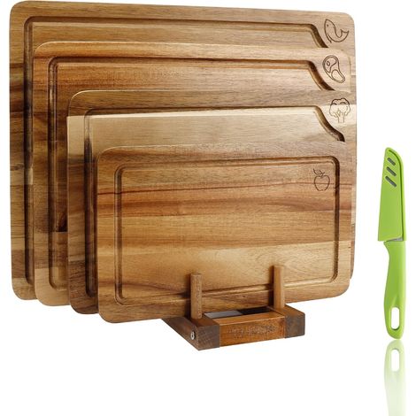 Lot de 4 Planches à Découper en Bois d' Acacia (1/5)