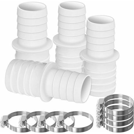 4 x connecteurs de tuyau, ensemble d'adaptateur de tuyau de piscine avec 8 colliers d'adaptateur de tuyau (32 mm à 38 mm de diamètre) (1/3)