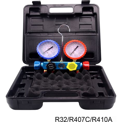 Analizador 4 valvulas analogico manometros diam. 80 R32/R407C/R410A