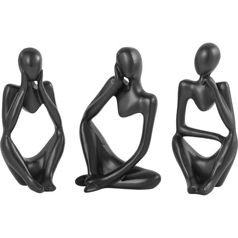 Adornos abstractos en miniatura de la serie El Pensador: escultura decorativa dorada, juego de 3 piezas para la estantería del salón. (1/5)