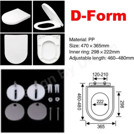 Abattant de WC carré à fermeture amortie et démontage rapide (Forme D), blanc antibactérien, charnières en acier inoxydable réglables à 360°, fixation simple par le haut. (1/5)