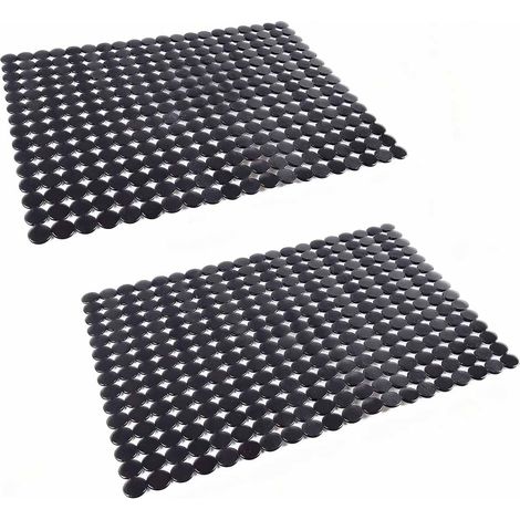 Ensemble de deux tapis d'évier de cuisine, noirs, découpés sur mesure, protègent l'évier des saletés et des rayures, adaptés aux assiettes (40 x 30 cm) (1/5)