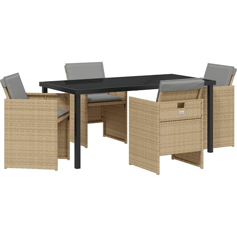 Ensemble de salle à manger pour jardin 5 pcs,Salon de jardin Beige polyrotin CFW76229 (1/5)