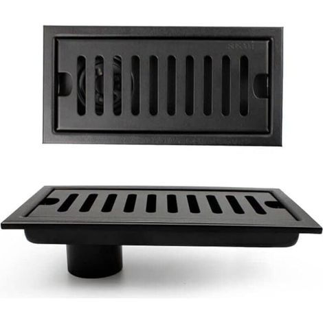 Grille Douche, Caniveau de Douche, Noir Siphon de Sol avec Grille en Acier Inoxydable, Convient pour WC, Salle de Bain, Cuisine, Balcon