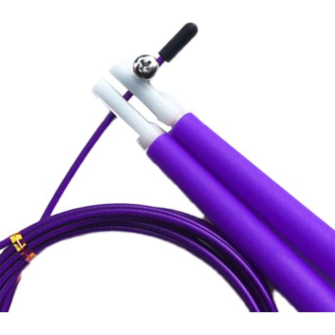 Corde à sauter pour enfants, adultes, hommes et femmes, en fil d'acier, vitesse réglable, pour l'entraînement et le fitness (violette). (1/5)