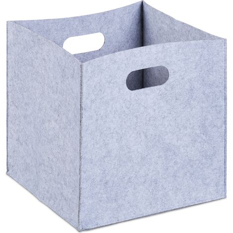 Cesta de almacenamiento cuadrada multiusos de 30 x 30 x 30 cm con asas aspecto rústico de fieltro gris 130005323 (1/5)