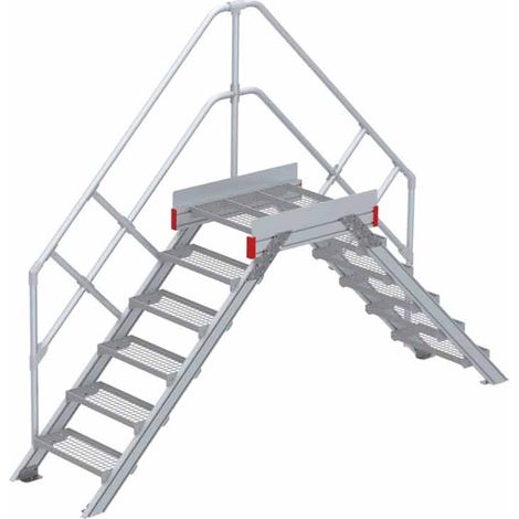 Euroline 512 Überstieg 45° 600mm Stufenbreite 2x6 Stufen Stahl Gitterrost
