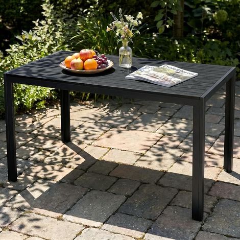 Garden Dining Table for 4-6,Rectangular Outdoor Patio Table,Garden Table 1107073cm Black (1/5)