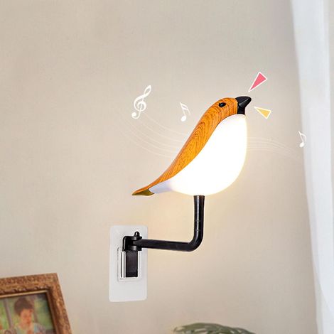 Vogelförmige Schreibtischlampe, USB-aufladbar, mit Soundeffekten, Nachtlicht fürs Schlafzimmer, mit Fernbedienung (1/4)