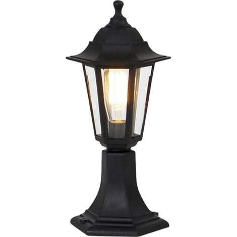 QAZQA Clásico/Antiguo Lámpara de pie clásica de exterior negra 42,2 cm IP44 - New Haven Vidrio /Plástico Redonda Adecuado para LED Max. 1 x 15 Watt