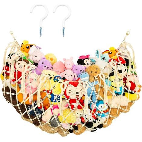 Hamac pour peluches, filet de rangement pour jouets, chambre d'enfant, doudous, hamacs suspendus, fait à la main, support pour jouets en peluche, rangement avec crochet (1/5)
