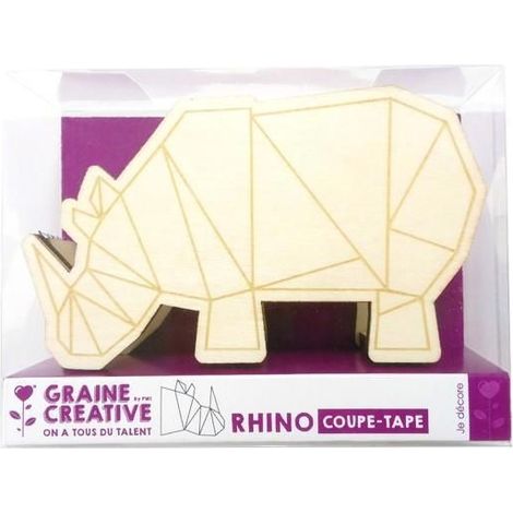 Dévidoir à rouleau adhésif Rhinocéros en bois 11 cm