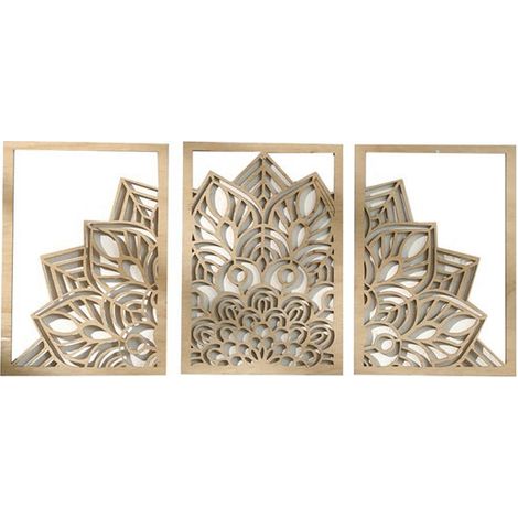 1 Farbset: siehe Foto. Material: Holz-Wandverkleidung, durchbrochenes, blattförmiges Hängeornament, ideal für ein Hotelzimmer.