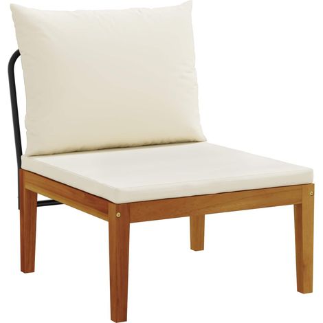 Garden Middle Sofa with Cushions Solid Acacia Wood & Rope vidaXL (1/5)