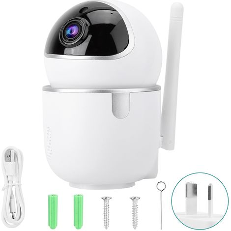 Caméra de surveillance WiFi HD 1080P Mini PTZ sans fil, écran de sécurité IR, prise AU, blanc, avec carte mémoire (1/5)