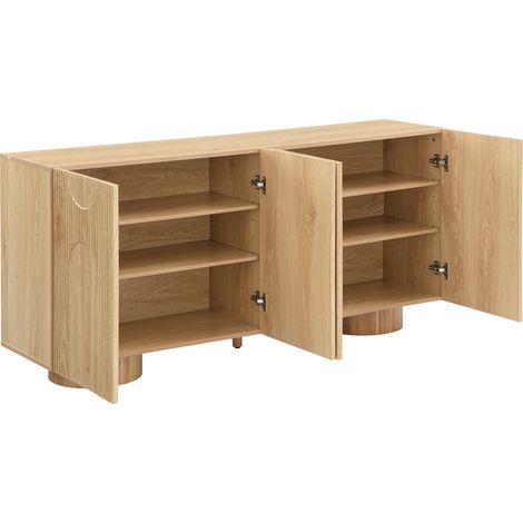 Credenza contenitore a 4 ante effetto legno con ripiani regolabili 160x38,5x76 cm MODENUIT (1/5)