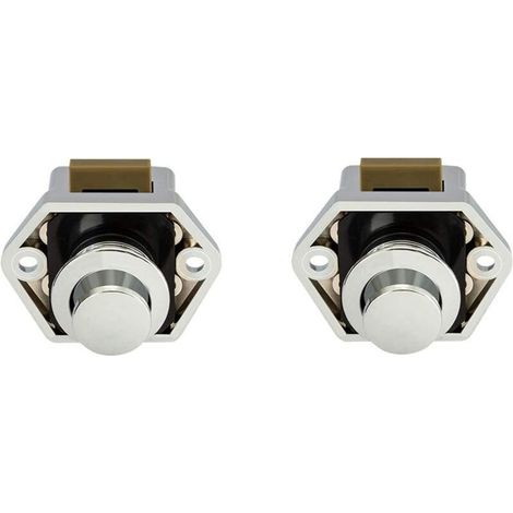 Bouton Poussoir Camping Car - Loquet Serrure Bouton Fermeture Porte Placard pour RV Caravane de Moteur 2 pièces(Chromé), Irisfr (1/5)