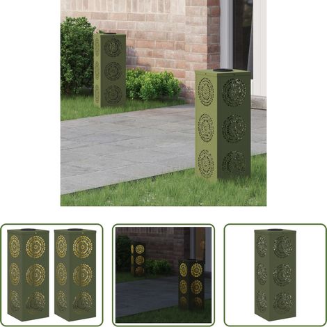 Wegeleuchten - Solar LED Weg Licht 2 pcs Olive Grün Kalt gewalzter Stahl (1/5)