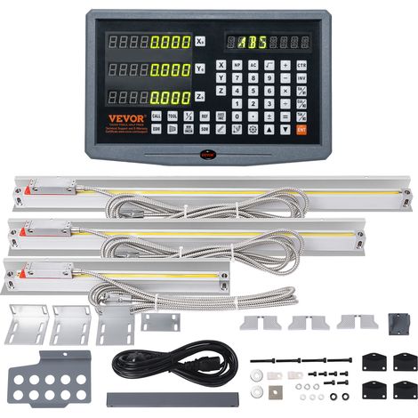 VEVOR Digitalanzeige, 250, 500, 600 mm, 3-Achsen-Linearskala DRO Stützstift Messerhalter Platte Gehäuse Uhr Stromkabel Halter Uhr Münze Schmetterling Schraube Deckel Lineal (1/5)