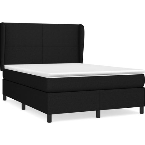 Sommier à lattes de lit avec matelas Noir 140x190 Tissu (1/5)