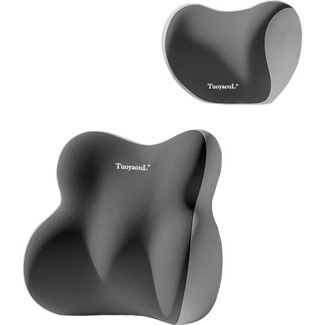 Ensemble appui-tête et soutien lombaire pour voiture, en mousse à mémoire de forme, soutien lombaire et cervical, adapté à la conduite, confortable et anti-stress pour un voyage détendu. (1/4)