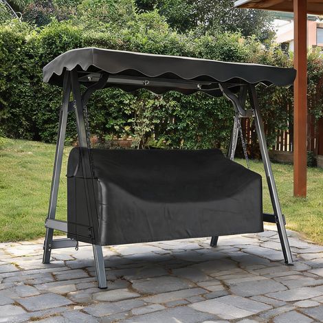 Hamac coloris noir en tissu Oxford 185 x 76 x 81 cm (1/5)
