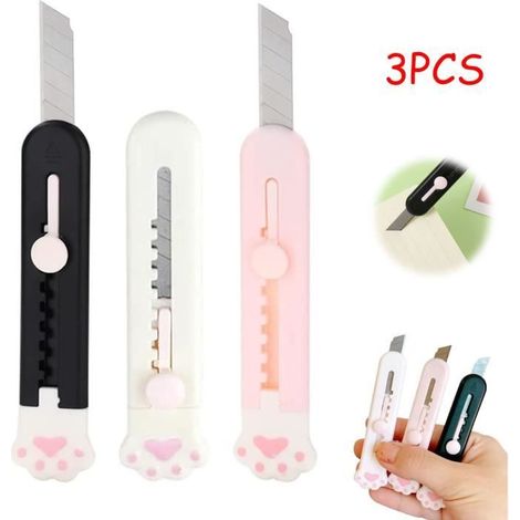 HONORNIC - Ouvre-Lettres,Ouvre-Enveloppe Portable,Mini Coupe-Papier Rétractable,pour emballage,colis,carton,papeterie,,bureau(Patte de Chat)