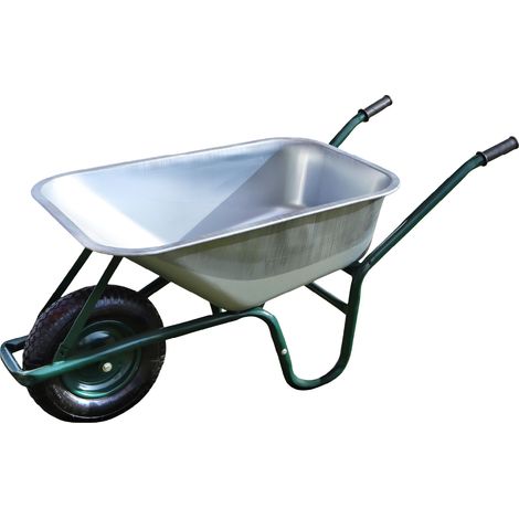 Linxor – Brouette de jardin galvanisée 75 L – Charge 160 kg – Roue gonflable tout terrain – Poignées renforcées pour maniabilité