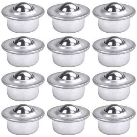 12 PCS Roulettes de Transfert avec Roulement à Billes Universels en Acier au Carbone Galvanisé Unité Roulettes à Billes Montées Charge Lourde pour Emballage Transmission Industrie (1/4)