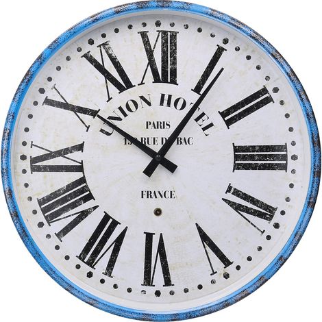 Orologio in metallo azzurro bianco tondo cm Ø39x6