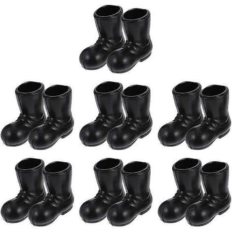 Lot de 7 paires de chaussures de Père Noël, mini-bottes décoratives pour poupées et costumes - 3 x 2,9 x 1 cm - Noir (1/2)