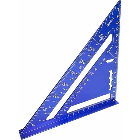 Équerre de menuiserie bleue, rapporteur triangulaire, outil de mesure d'angle, équerre pour le travail du bois, les projets de construction (métrique)