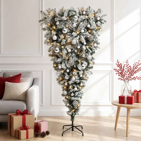 vidaXL Upside-down Artificial Hinged Christmas Tree 150 cm 150 LEDs (1/5)