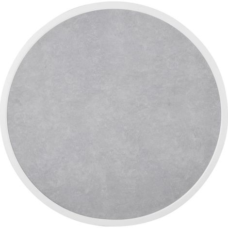 Plateau de table extérieur rond en verre trempé effet pierre gris clair bord blanc 580 mm - BOLERO (1/5)