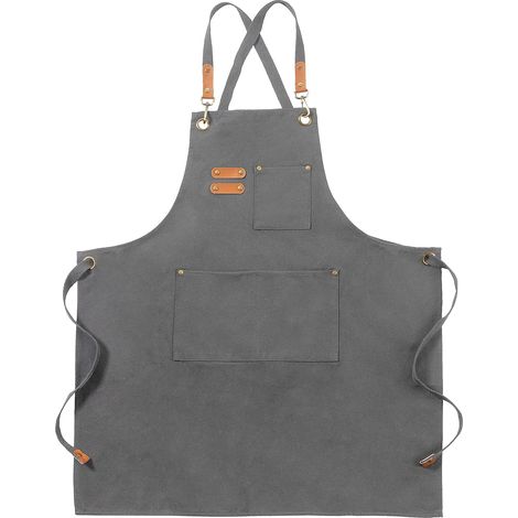 1 Tablier, Toile, Dos croisé, Coton, 3 poches, Sangle réglable, Cuisine, Artisanat (1/5)