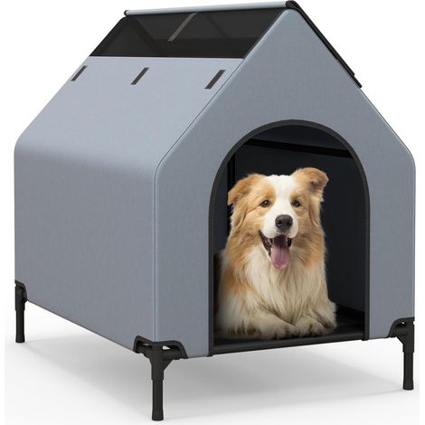 Costway – Niche pour chien 91 cm – Chenil 2 en 1 avec fenêtre ventilée – Tissu Oxford imperméable – Abri extérieur pour animaux jusqu'à 30 kg