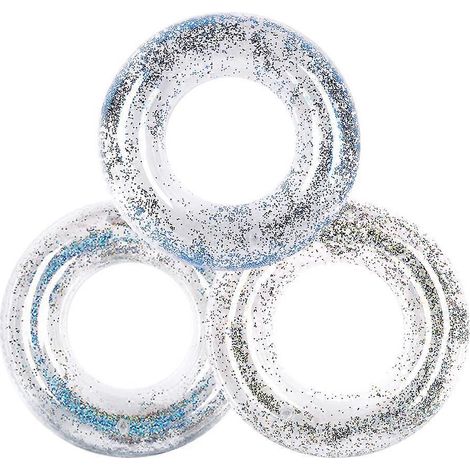Lot de 3 bouées gonflables à paillettes pour enfants, idéales pour s'amuser en été à la piscine ou à la plage. Style 4. (1/5)