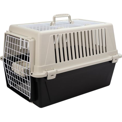 Ferplast ATLAS OPEN Transport pour grands chats et chiens de petite et moyenne taille Ferplast ATLAS 30 OPEN avec toit ouvrant, coussin et gamelle inclus. Variante 30 - Misure: 40 x 60 x h 38 cm - Noi (1/5)