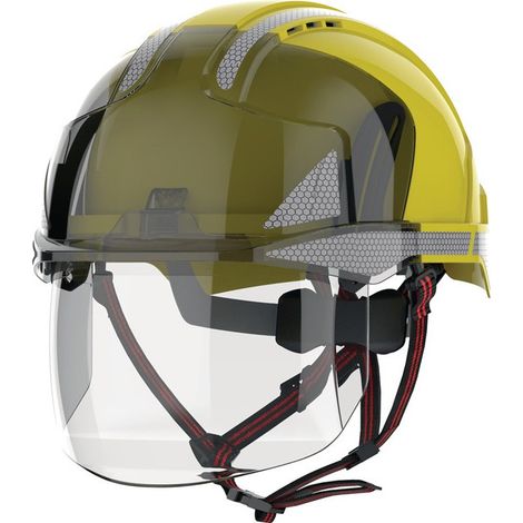 Casque d'escalade industriel EVO® VISTAshield® Dualswitch™ jaune/ABS fumé