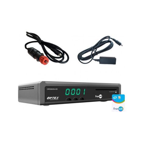 PACK OPTEX Récepteur TV Satellite HD enregistreur USB + Carte Fransat PC7 + Cable 12V + Déport IR (1/5)