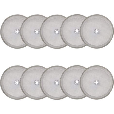 Lot de 10 filtres à café - Compatibles avec les cafetières et théières à piston (8 tasses) - Filtres de rechange en acier inoxydable de 10 cm (4 pouces) - Réutilisables - Universels - 1000 ml (34 oz) (1/4)